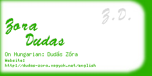 zora dudas business card