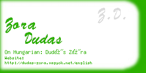 zora dudas business card